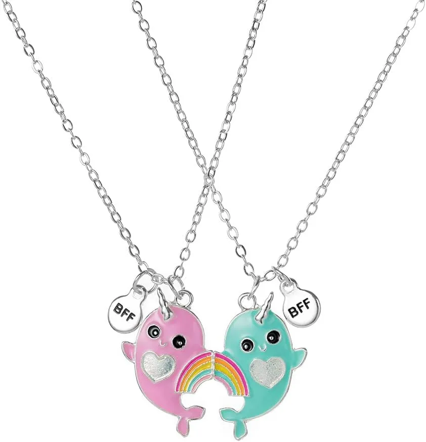 Best Friends Necklace for 2 Magnetic Split Heart Necklaces Set Friendship Gifts BFF Matching Pendant