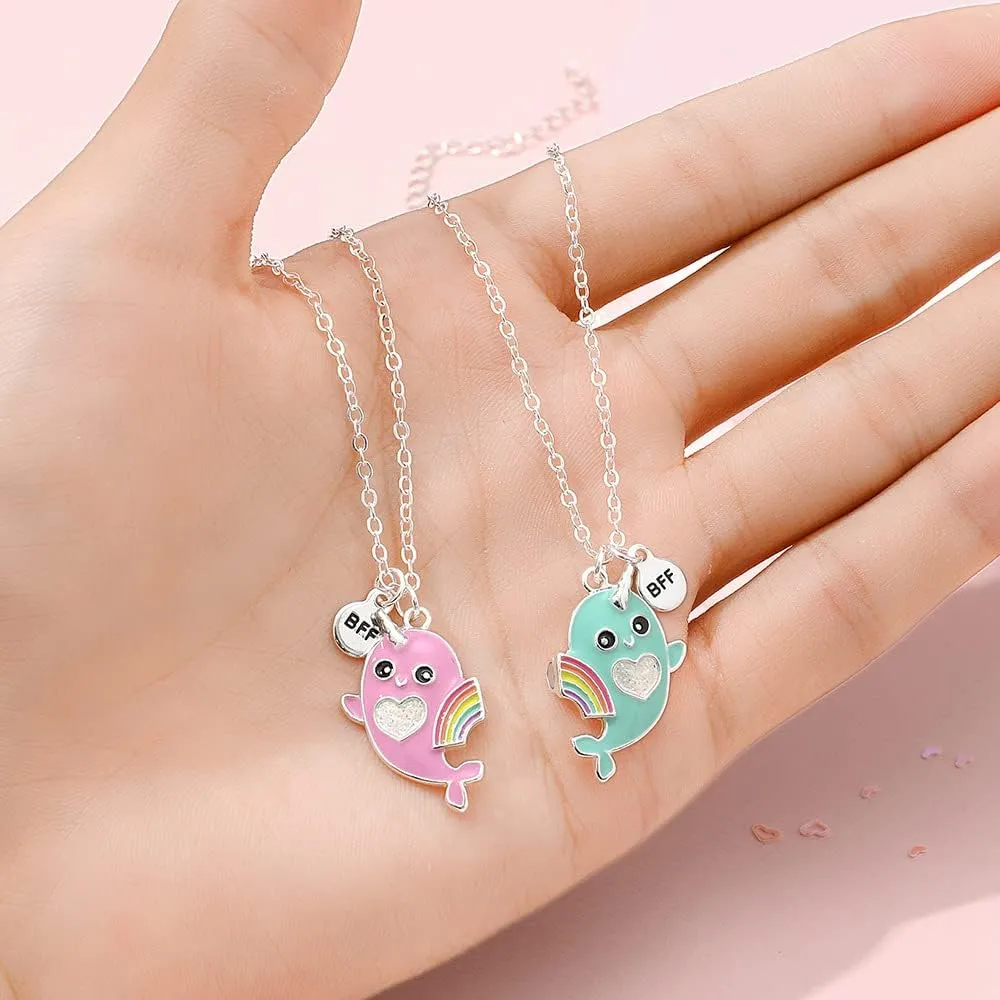 Best Friends Necklace for 2 Magnetic Split Heart Necklaces Set Friendship Gifts BFF Matching Pendant
