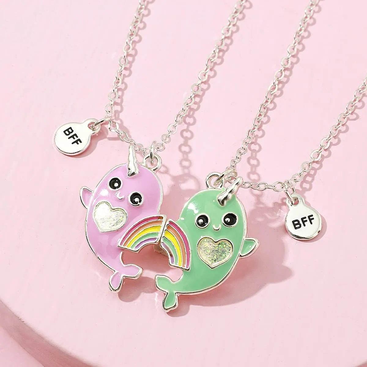 Best Friends Necklace for 2 Magnetic Split Heart Necklaces Set Friendship Gifts BFF Matching Pendant