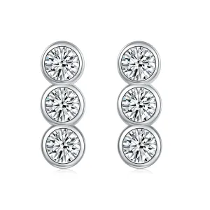 Bezel Set Trio Ear Climber Stud Earrings