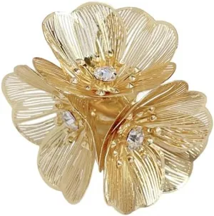 Big CZ Flower Statement Ring for Women Fashion Dainty Gold Silver Plated Filigree Floral Adjustable Open Wedding Promise Wrap Finger Rings Comfort Fit Jewelry
