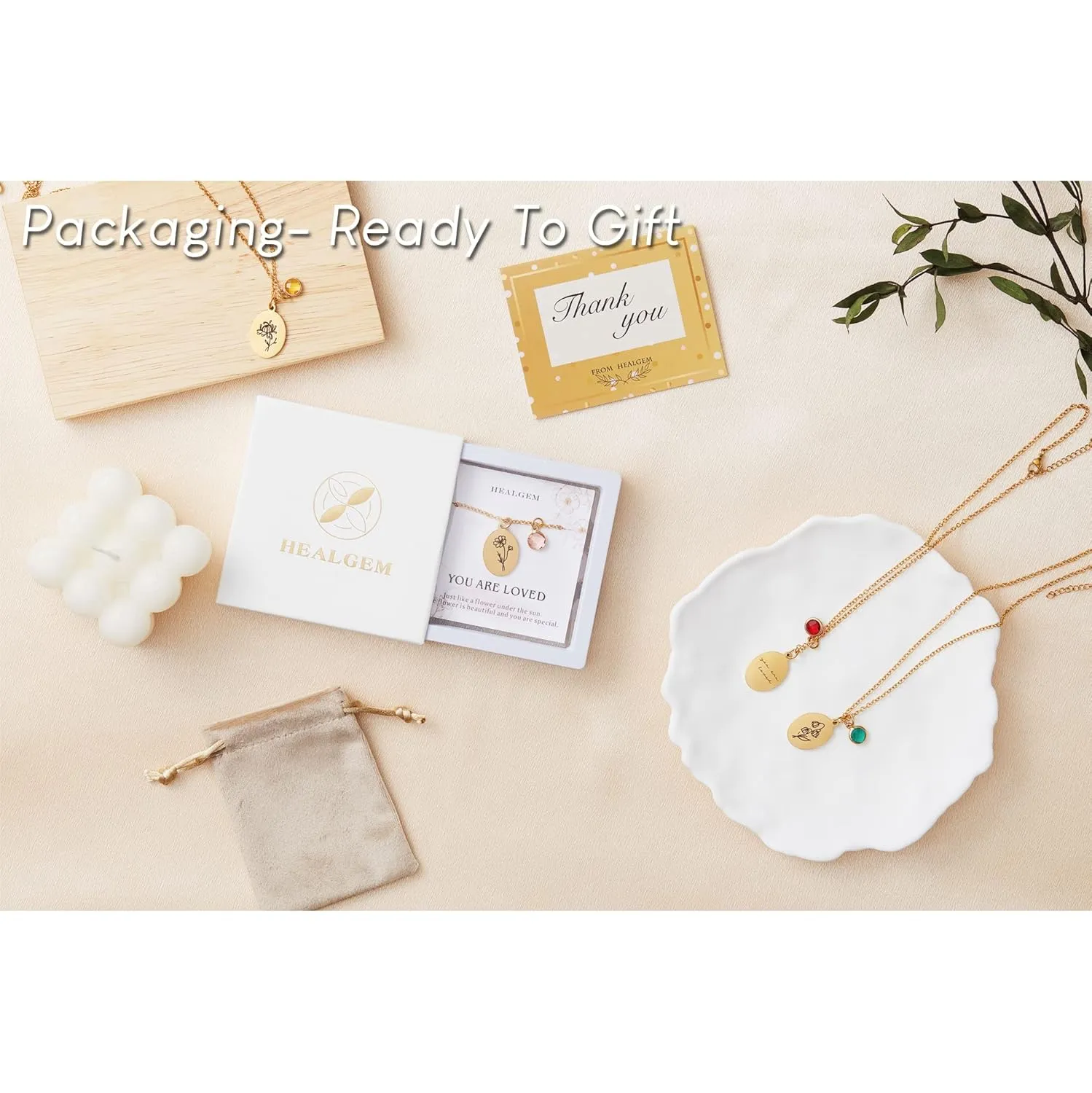 Birth Flower Necklaces for Women Trendy, 18K Gold Plated Dainty Birthstone Pendant Necklace Handmade Oval Coin Birthday Gifts for Women Girls Teens Birth Month Flower Jewelry