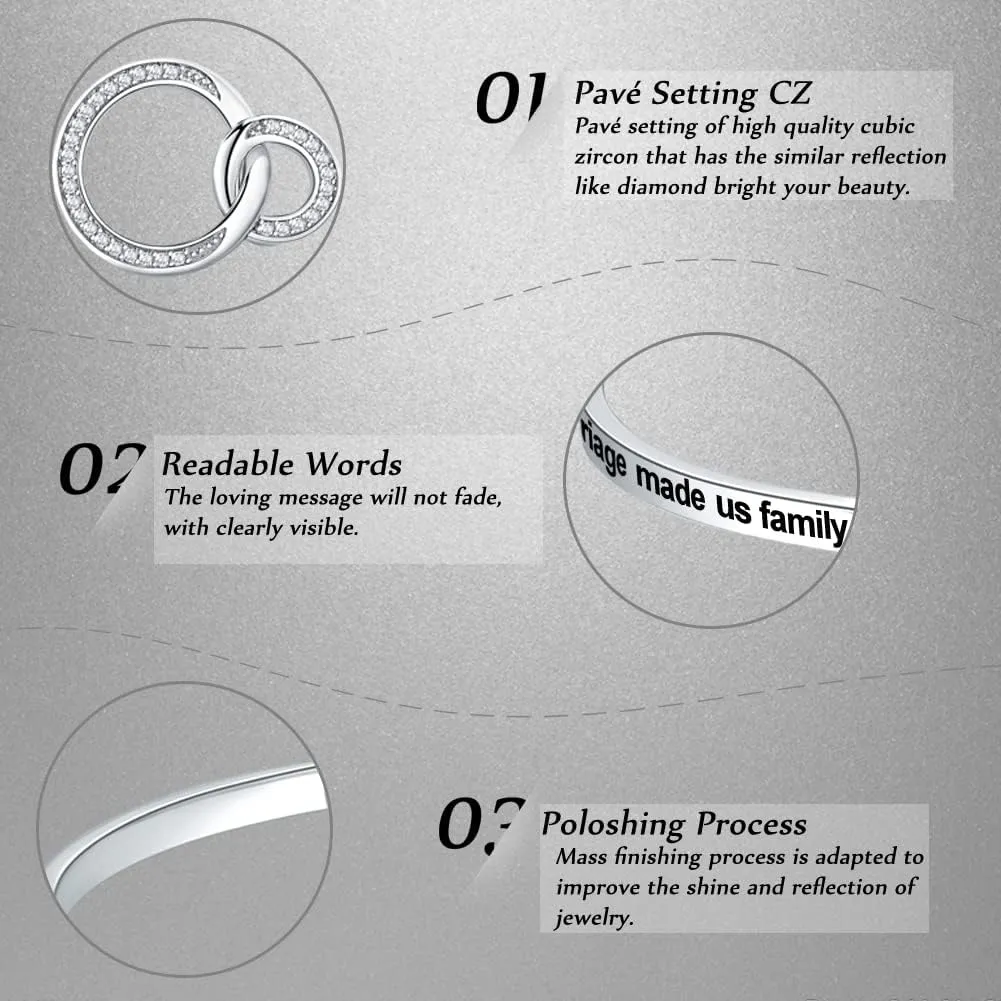 Birthday Mother/Daughter/Sister in Law Gift, Marriage Made Us Family Love Made You My Mom/Daughter/Sister Bangle Bracelet, Women Girl Customized Jewelry, Christmas Wedding Present from Step