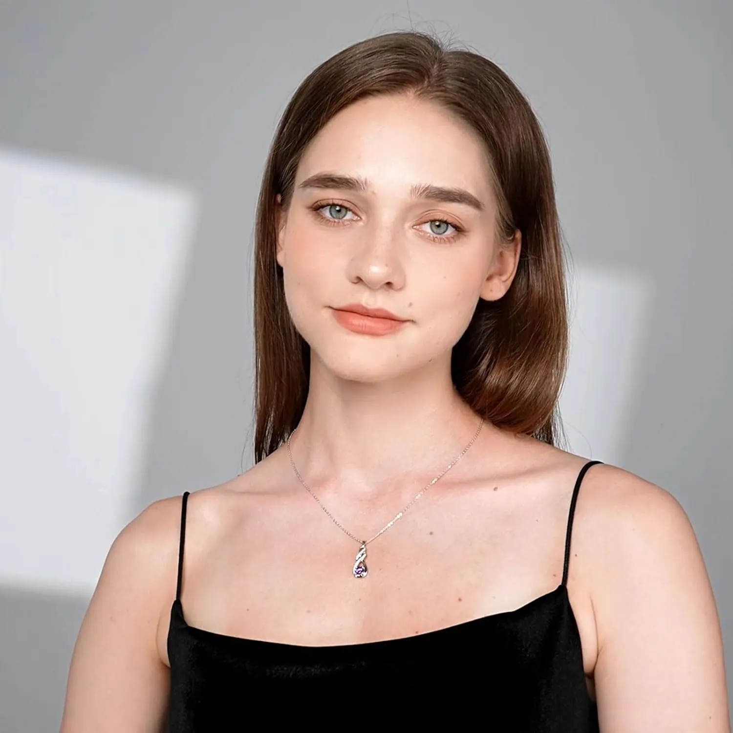 Birthstone Necklaces for Women 925 Sterling Silver Infinity Pendant White Gold Jewelry for Her, 16" 2"