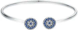 BISAER 925 Sterling Silver Blue Evil Eye Bracelet with Cubic Zirconia Hamsa Adjustable Chain Bracelets for Women