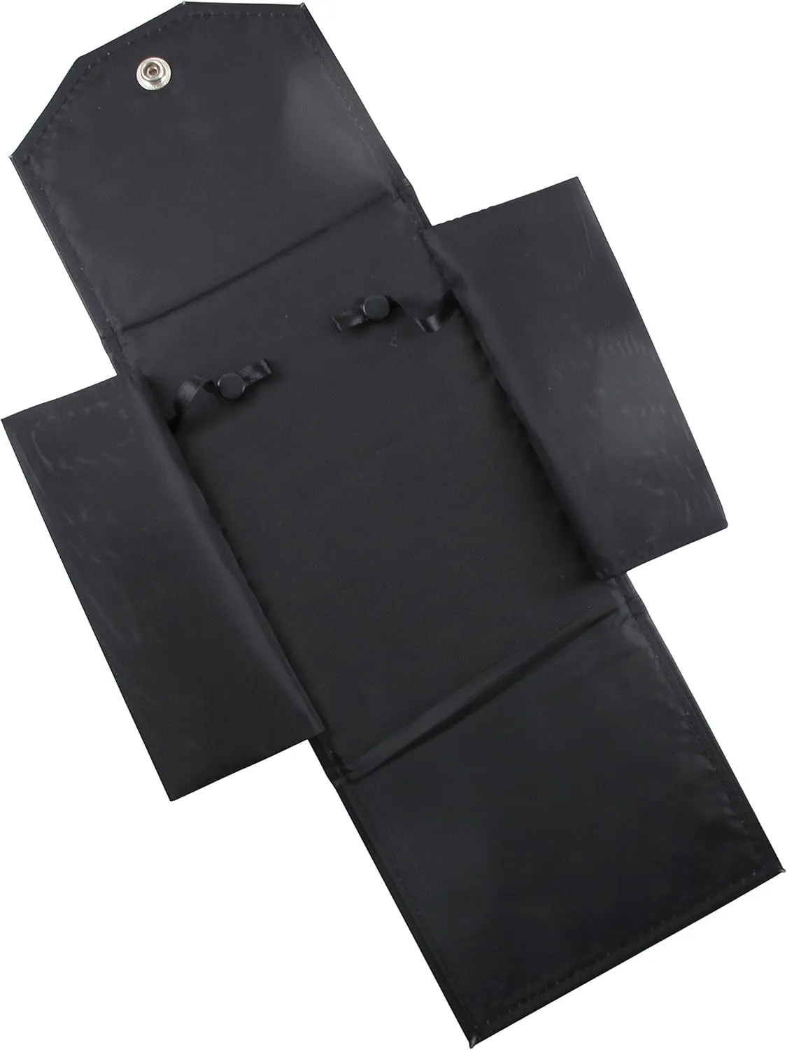 Black Leatherette Necklace Jewelry Travel Folder Storage Display Case (Black Necklace Case, 6.7" x 5.5")