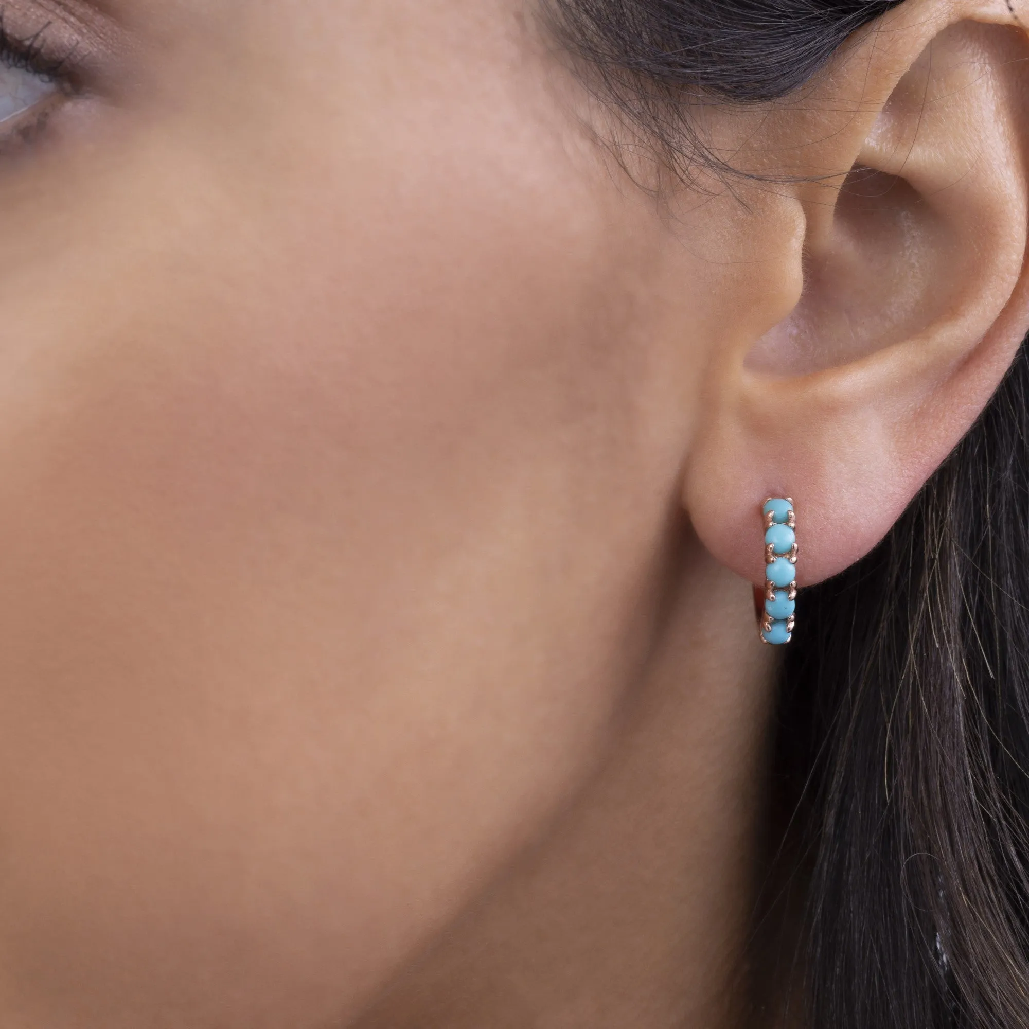 Blue Turquoise Huggee Earrings