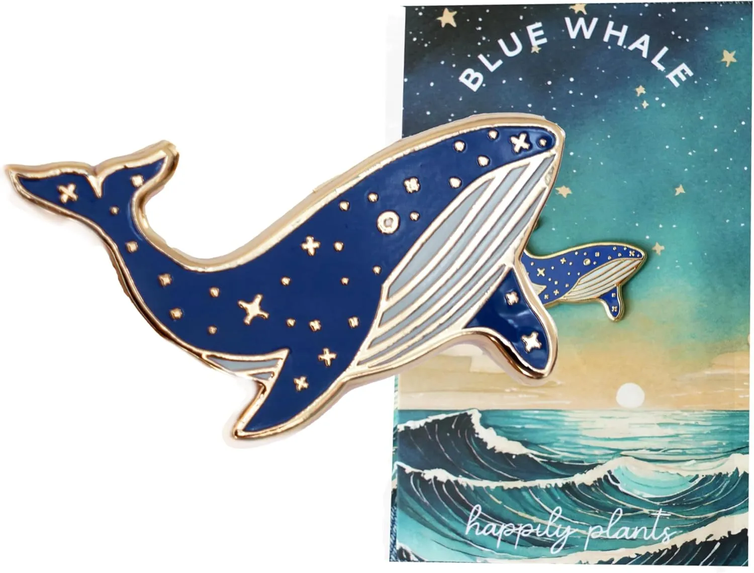 Blue Whale with Stars Lapel Pin, Ocean Gifts, Sea Enamel Brooch Accessories for Women