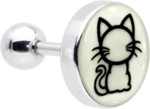 Body Candy 16 Gauge 1/4 Glow in the Dark Kitty Cat Tragus Cartilage Earring
