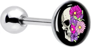 Body Candy Floral Flowers Skull Barbell Tongue Ring