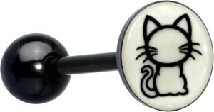 Body Candy Glow in the Dark Black Anodized Kitty Cat Barbell Tongue Ring