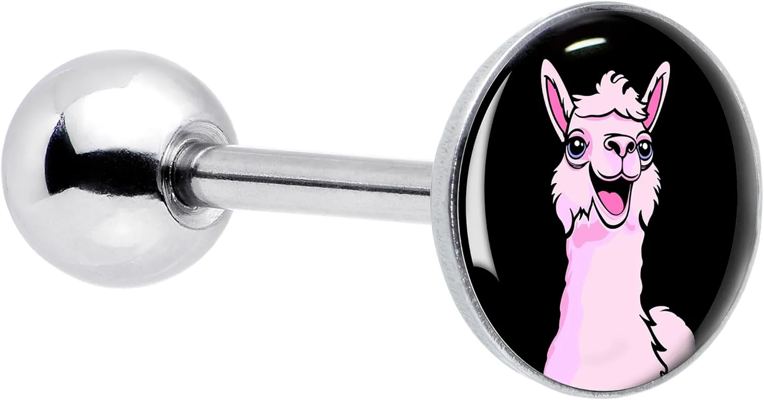 Body Candy Pink Happy Llama Barbell Tongue Ring