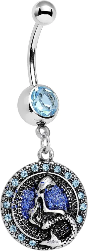 Body Candy Stainless Steel Brilliant Blue Accent My My My Mermaid Dangle Belly Ring