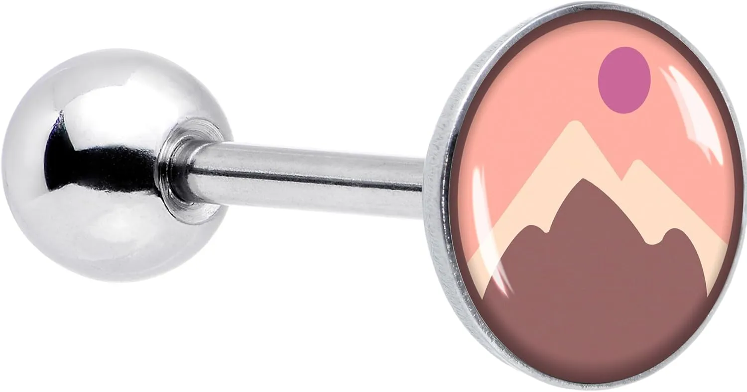 Body Candy Surgical Steel Tongue Ring Mountain Sunrise Tongue Piercing Jewelry
