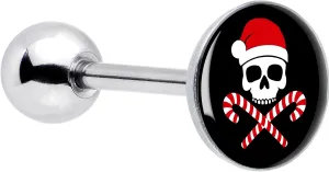 Body Candy Winter Holiday Surgical Steel Tongue Ring Christmas Santa Pirate Candy Cane Tongue Piercing Jewelry