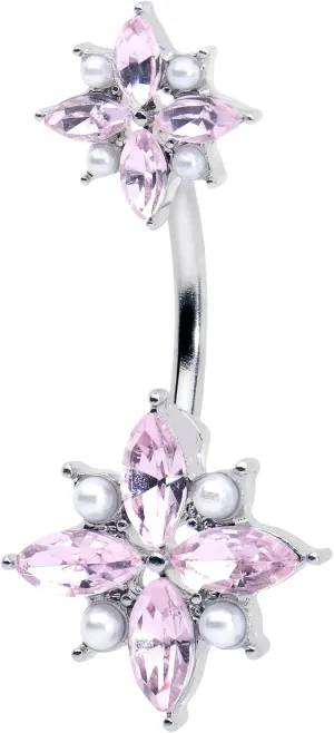 Body Candy Womens 316L Stainless Steel Navel Ring Piercing Color Accent Star Power Mens Double Mount Belly Button Ring