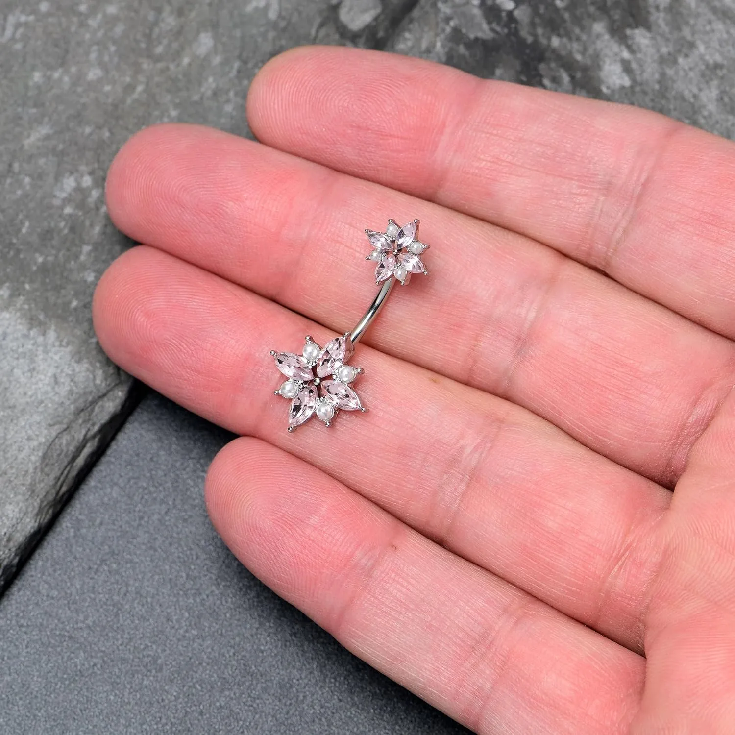 Body Candy Womens 316L Stainless Steel Navel Ring Piercing Color Accent Star Power Mens Double Mount Belly Button Ring