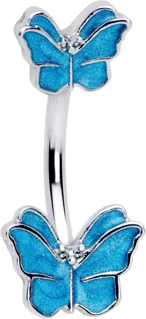 Body Candy Womens 316L Stainless Steel Navel Ring Piercing Simply Butterfly Mens Double Mount Belly Button Ring