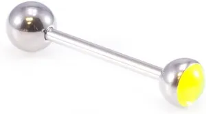 BodyJewelryOnline Tongue Barbell with UV Glow bright Design, Tongue ring with Unique designed ball.