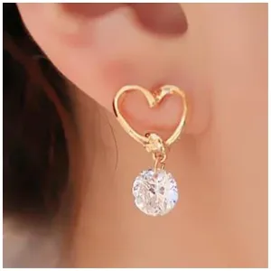 Bohemian Crystal Dangle Studs Earrings Love Heart Earrings Gold Open Heart Stud Earrings Rhinestone Drop Earring Retro Hollow Heart Earrings Jewelry for Women and Girls