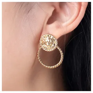Bohemian Lion Circle Earrings Karma Circle Earrings Gold Lion Stud Earrings Vintage Hollow Circle Earrings Jewelry for Women and Girls