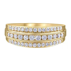 Bold & Beautiful Three-Row Diamond Ring with Milgrain