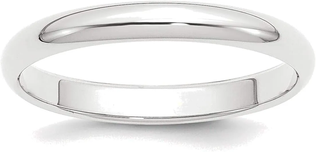 Bonyak Jewelry Platinum 3mm Half Round Wedding Band Size 10.5 Vibrant