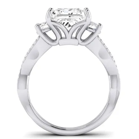 Bottlebrush Diamond Matching Band for Princess Center (Band Only. Engagement Ring Not Included)