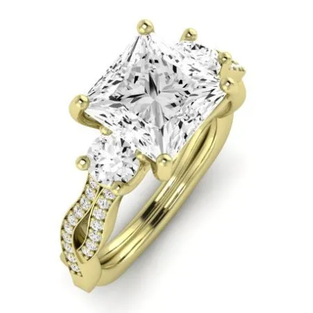 Bottlebrush Diamond Matching Band for Princess Center (Band Only. Engagement Ring Not Included)