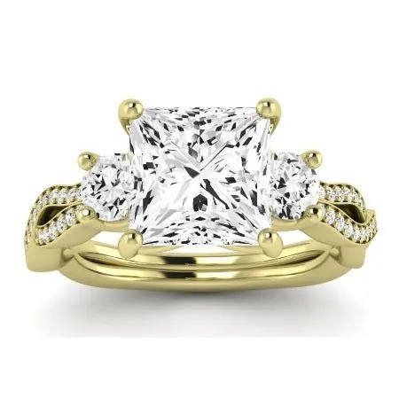 Bottlebrush Diamond Matching Band for Princess Center (Band Only. Engagement Ring Not Included)