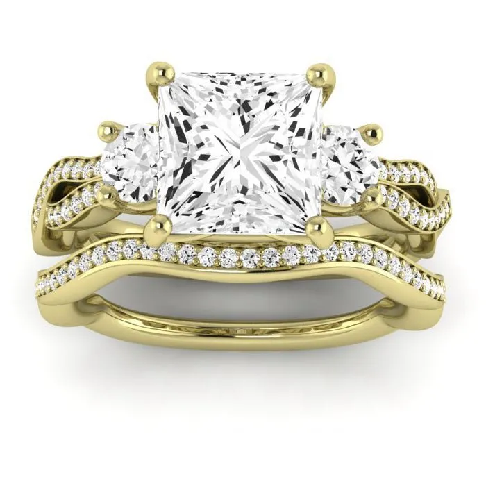 Bottlebrush Diamond Matching Band for Princess Center (Band Only. Engagement Ring Not Included)