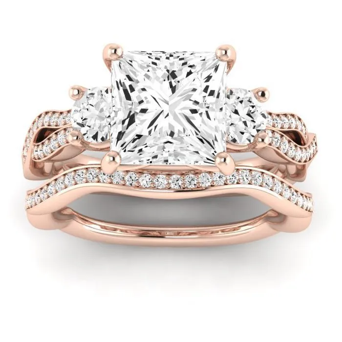 Bottlebrush Diamond Matching Band for Princess Center (Band Only. Engagement Ring Not Included)