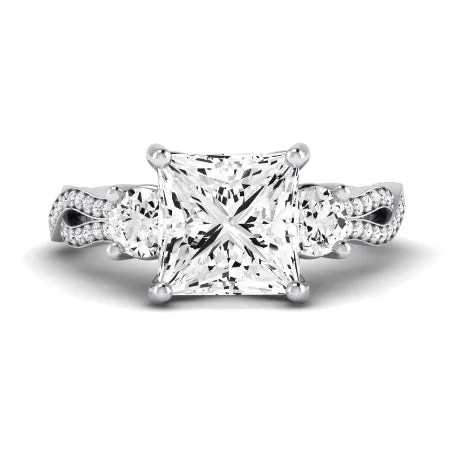 Bottlebrush Diamond Matching Band for Princess Center (Band Only. Engagement Ring Not Included)