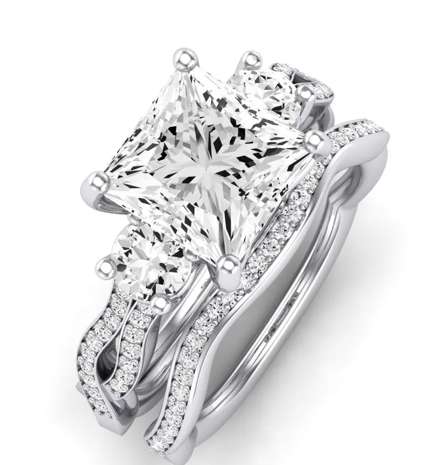 Bottlebrush Diamond Matching Band for Princess Center (Band Only. Engagement Ring Not Included)