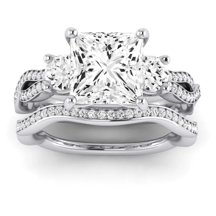 Bottlebrush Diamond Matching Band for Princess Center (Band Only. Engagement Ring Not Included)
