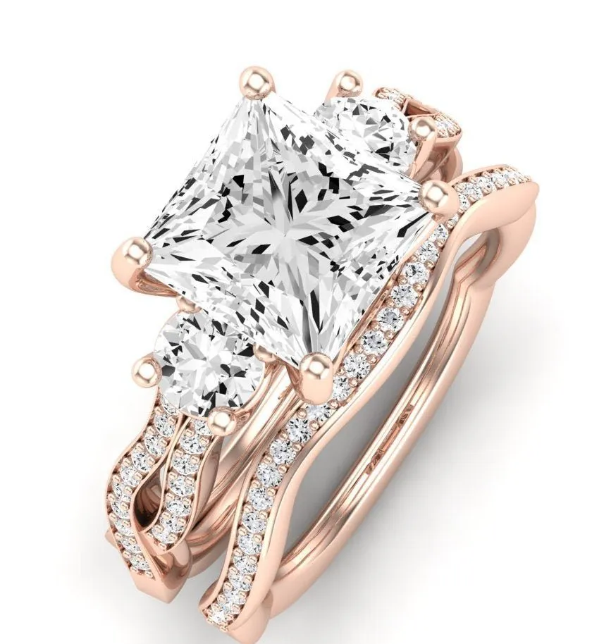 Bottlebrush Diamond Matching Band for Princess Center (Band Only. Engagement Ring Not Included)