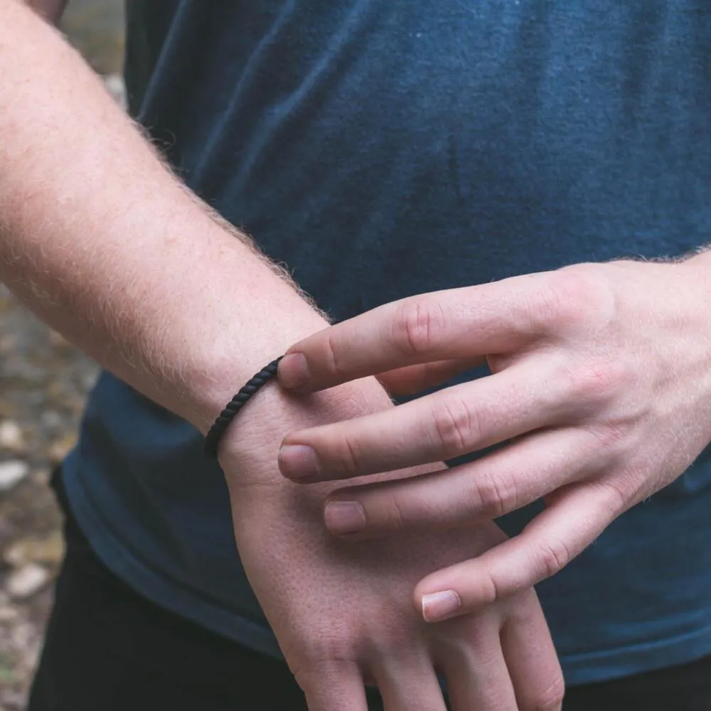 Braided Stackable Silicone Bracelet - Obsidian