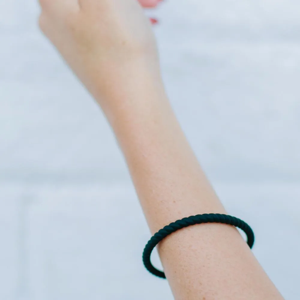 Braided Stackable Silicone Bracelet - Obsidian