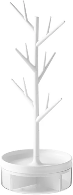 Branch Jewelry Rack Rotatable Base and Storage Box, Jewelry Display Rack Holder, Tree Tower Rack Hanging Organizer for Necklace Bracelet Ring Earrings (White)