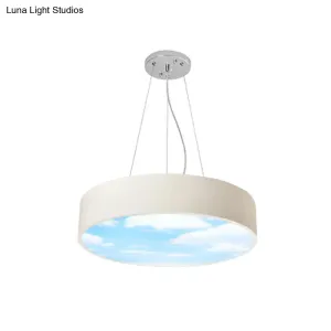 Bright Round LED Pendant Lamp with Colorful Acrylic Sky Design for Kindergarten