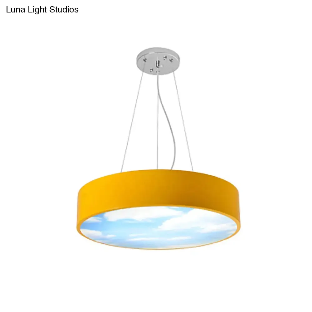 Bright Round LED Pendant Lamp with Colorful Acrylic Sky Design for Kindergarten