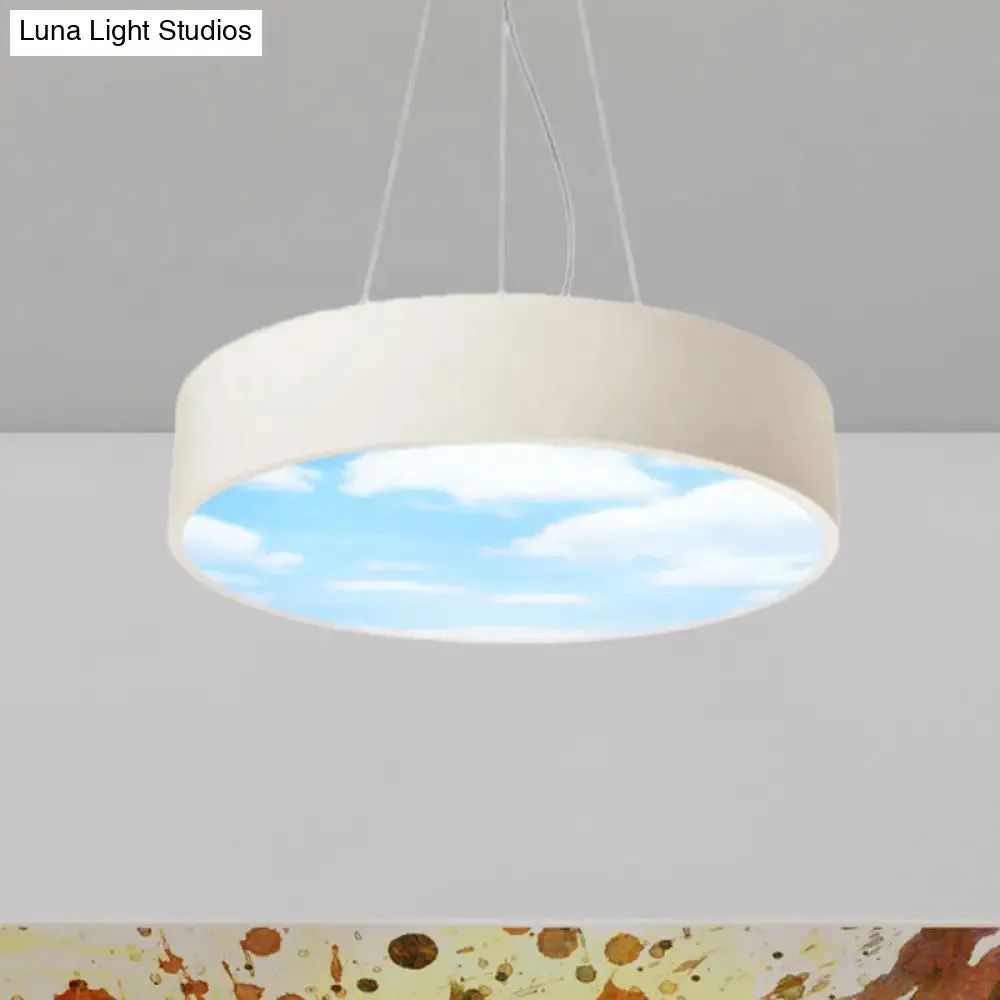Bright Round LED Pendant Lamp with Colorful Acrylic Sky Design for Kindergarten