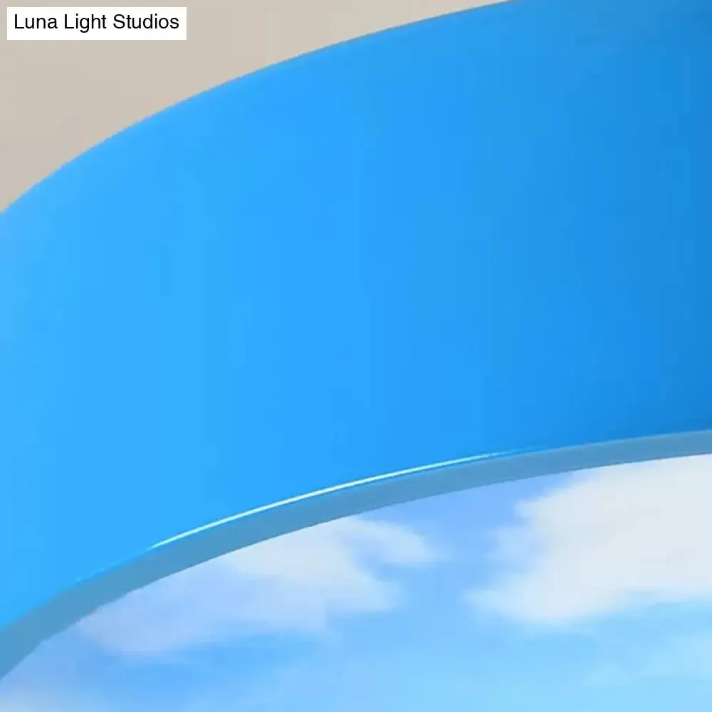 Bright Round LED Pendant Lamp with Colorful Acrylic Sky Design for Kindergarten