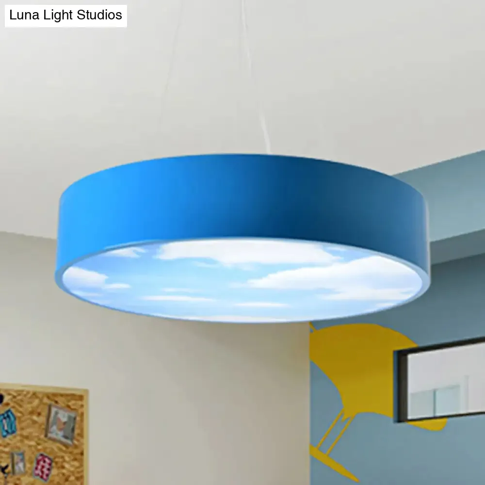 Bright Round LED Pendant Lamp with Colorful Acrylic Sky Design for Kindergarten