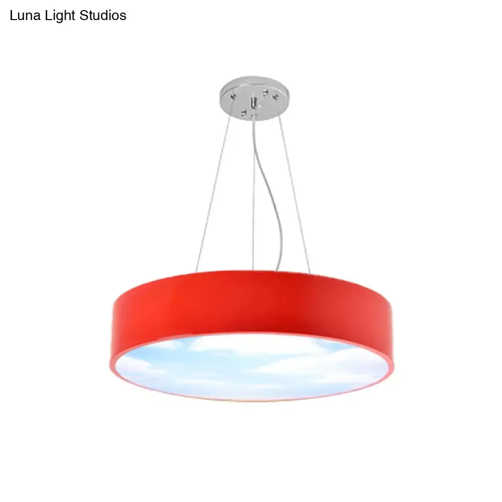 Bright Round LED Pendant Lamp with Colorful Acrylic Sky Design for Kindergarten