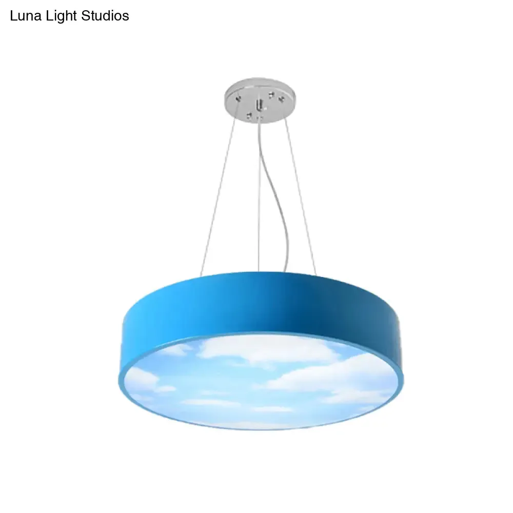 Bright Round LED Pendant Lamp with Colorful Acrylic Sky Design for Kindergarten