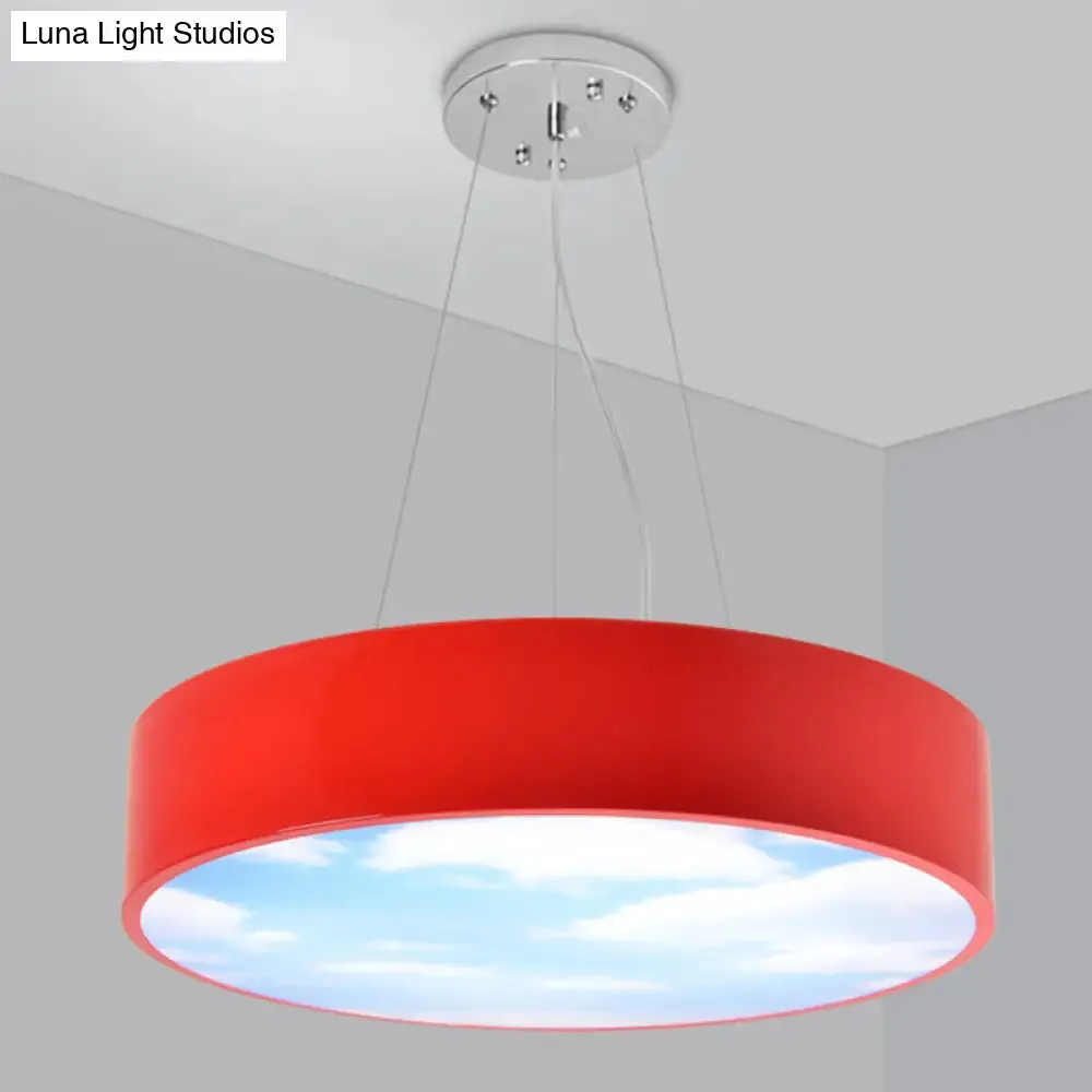 Bright Round LED Pendant Lamp with Colorful Acrylic Sky Design for Kindergarten