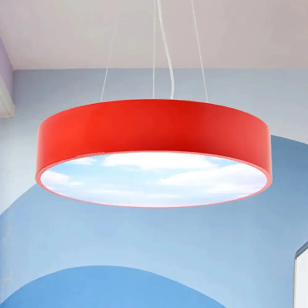 Bright Round LED Pendant Lamp with Colorful Acrylic Sky Design for Kindergarten