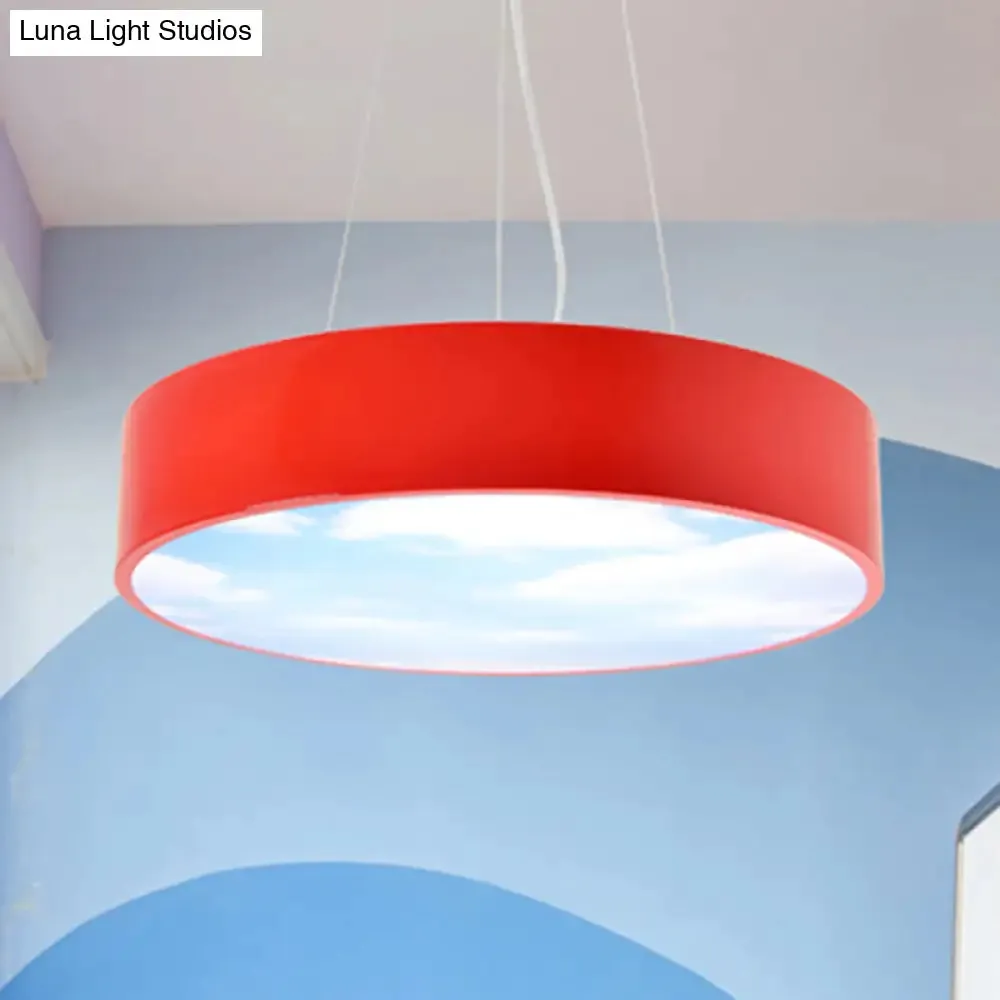 Bright Round LED Pendant Lamp with Colorful Acrylic Sky Design for Kindergarten