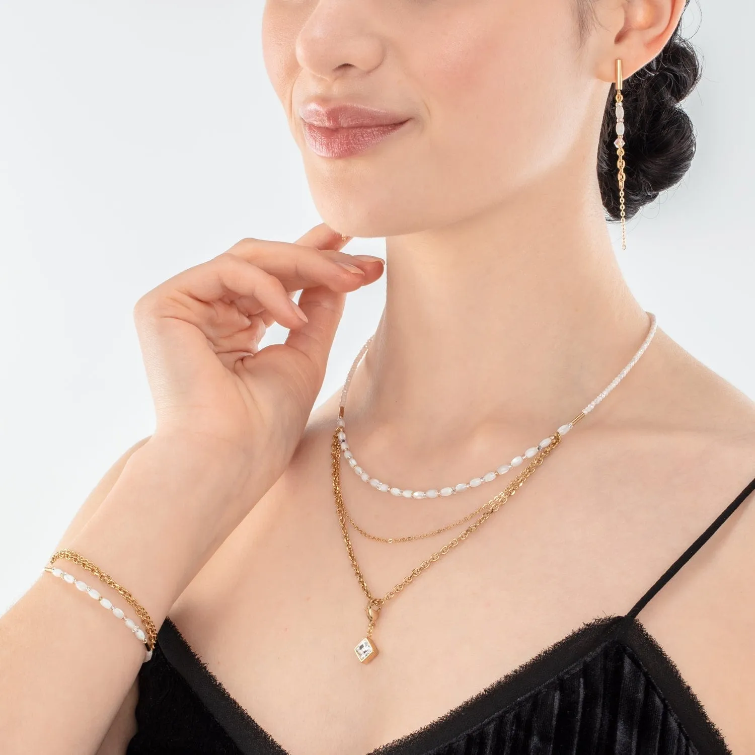 Brilliant Square Layer Gold Earrings